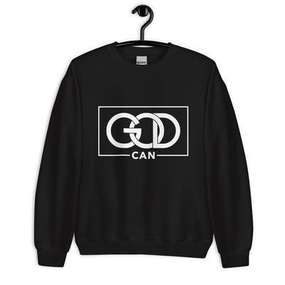 Black Sweatshirt with message "GOD CAN" in white