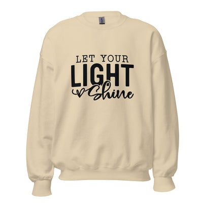 Let Your Light Shine Cotton Sweatshirt. Design is noted with a scribble heart .