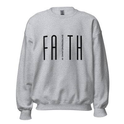 Entreprenuering In Faith  Cotton Sweatshirt. Available colors, sports-grey, sand, white 