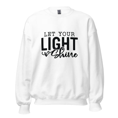 Let Your Light Shine Cotton Sweatshirt. Design is noted with a scribble heart . 