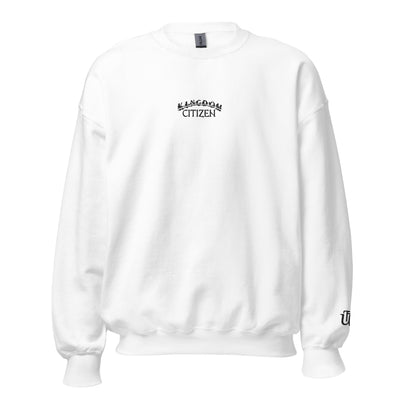 Kingdom Citizen Embroidery Sweatshirt shown in  white.