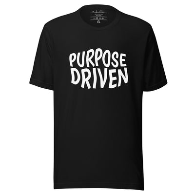 Purpose Driven Cotten unisex T-shirt. Image shown in white. T-shirts available in black and navy.