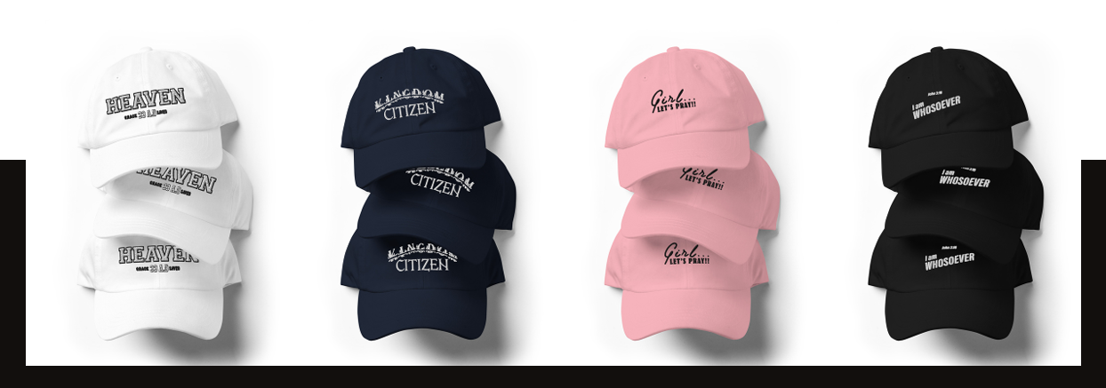 Faith apparel black hat displays "Kingdom Citizen" in white embroidery
