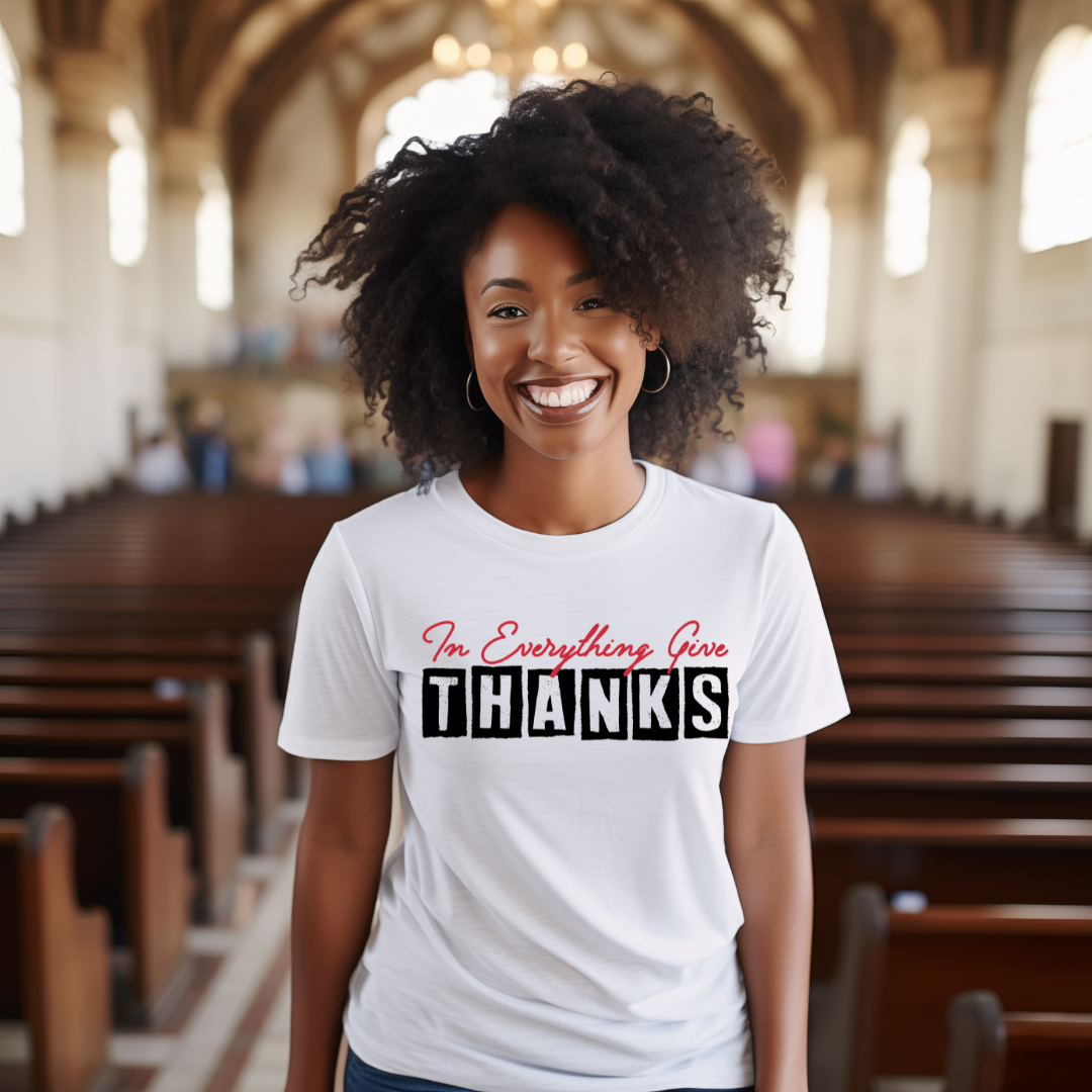 Give Thanks White Tee