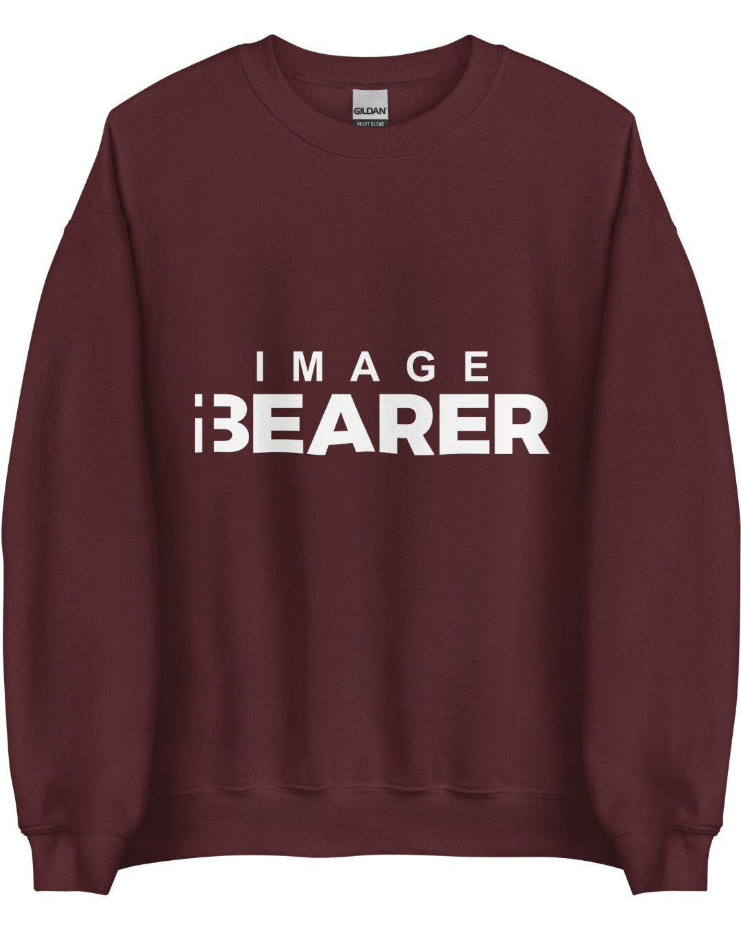 Maroon Sweatshirt "Image Bearer" in white lettering. Faith apparel.