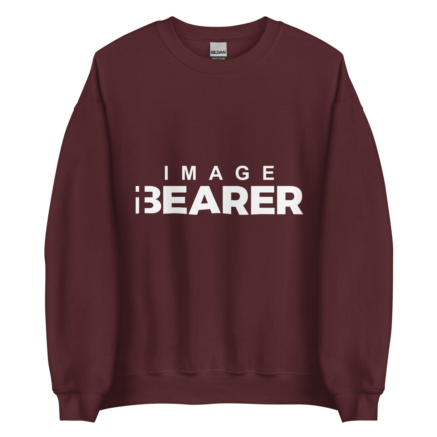 Maroon Sweatshirt "Image Bearer" in white lettering. Faith apparel.