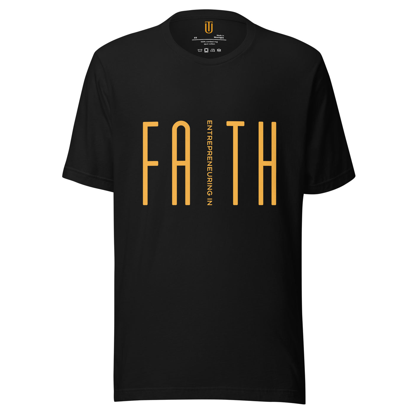 Designed in mind for every Entrepreneur.  Statement Tee message reads "Entrepreneuring In Faith" Image available in Orange, white, pink and green. 