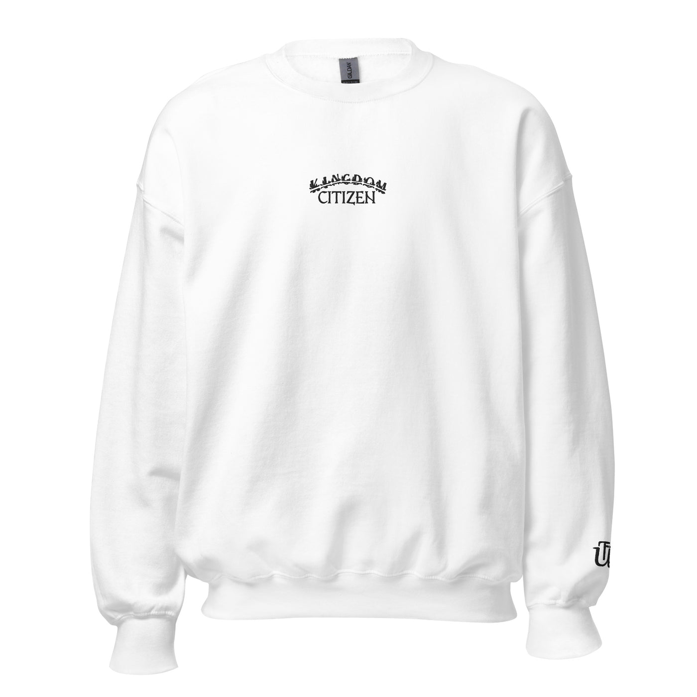 Kingdom Citizen Embroidery Sweatshirt shown in  white.