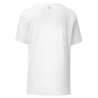 Let's Pray Men T-shirt. T-shirt shows words in black and image of praying hands in a square shape. T-shirt shown in white.